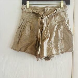 Free People One Paper Bag Linen Cotton Safari  Western Cowgirl Boho Shorts 4